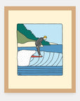 Yoga Practice Alimo art print in a natural wood frame