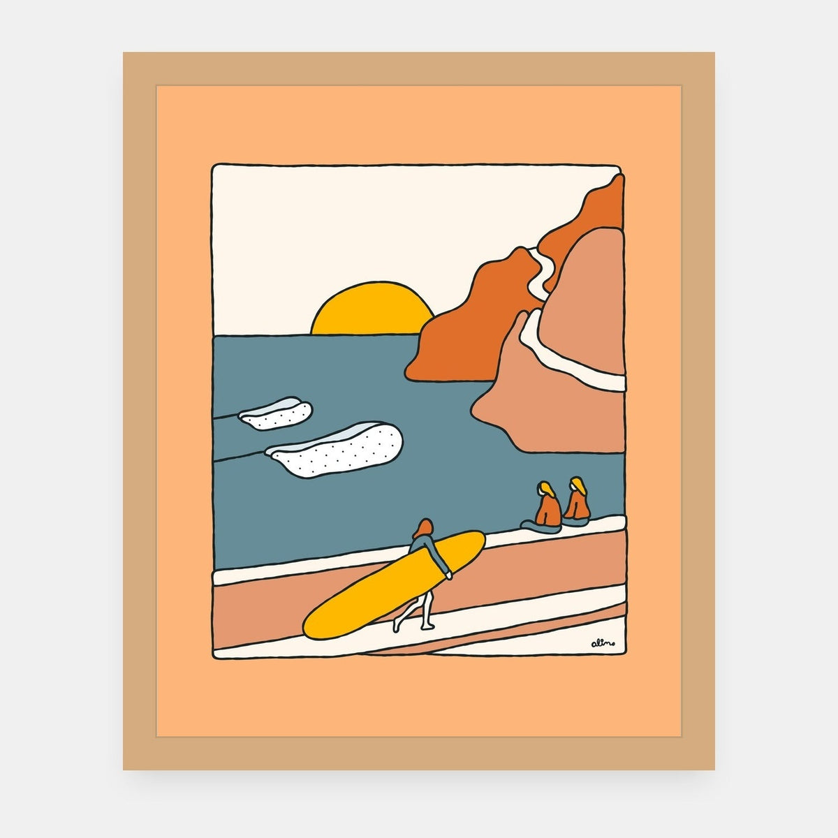 A day to reflect Alimo art print in a natural wood frame