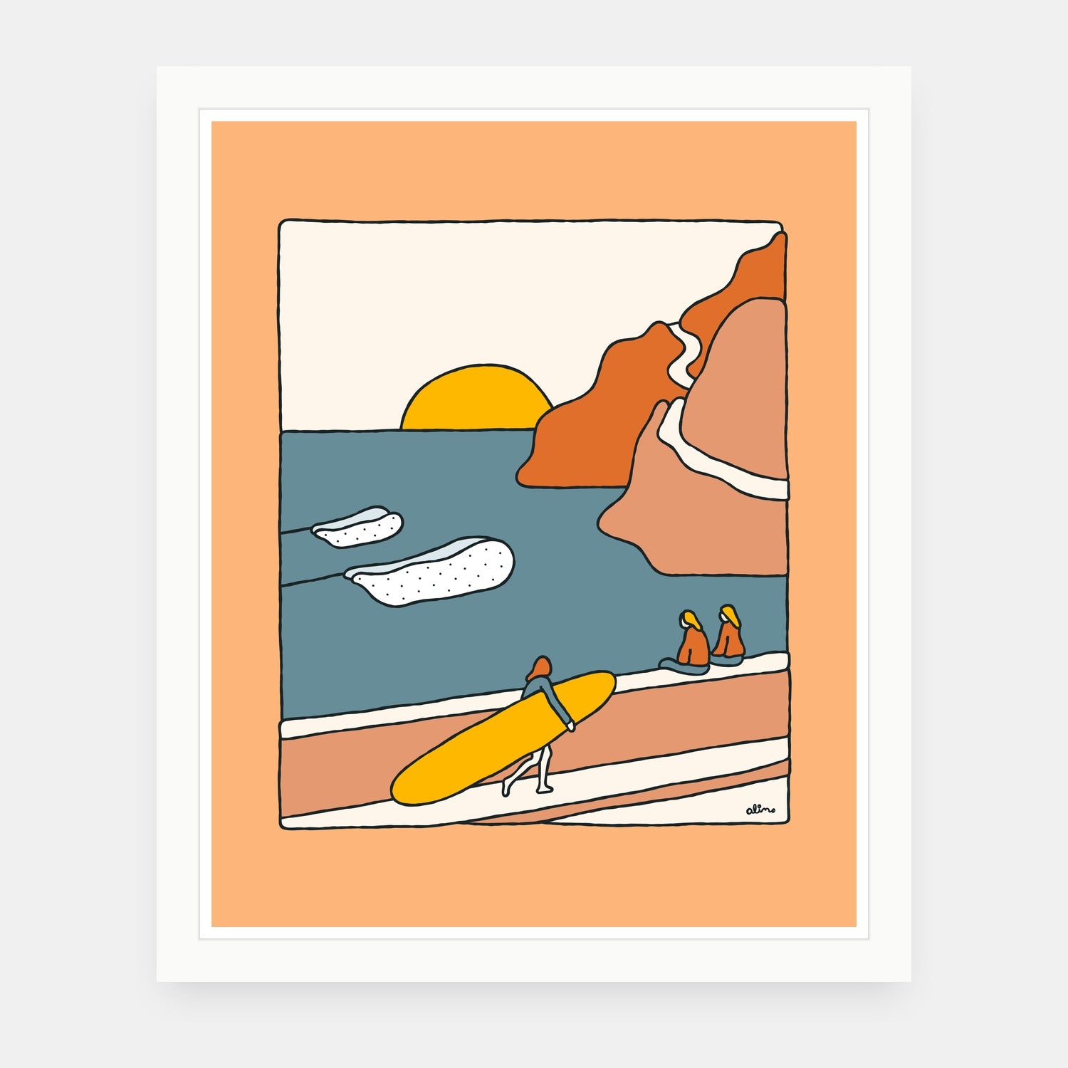 A Day to Reflect art print by Alimo in white frame, reflection illustration