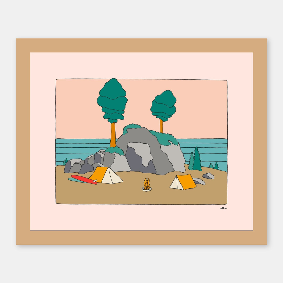 Found Peace Alimo art print in a natural wood frame