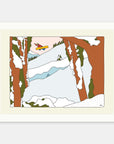 Backside Booter art print by Alimo in white frame, winter mountain wall art