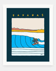 Bananas art print by Alimo in white frame, fun tropical illustration