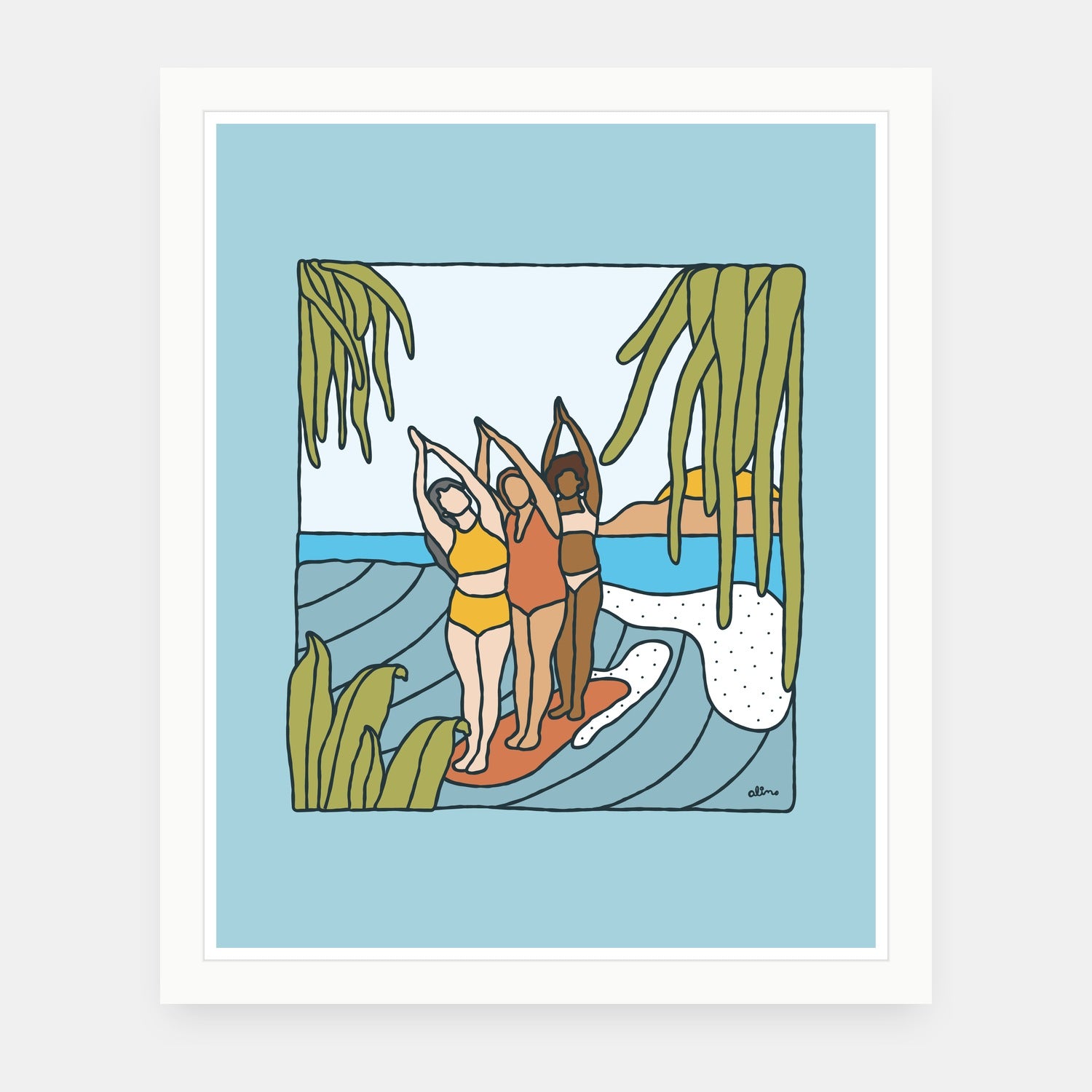 Better Together art print by Alimo in white frame, togetherness illustration