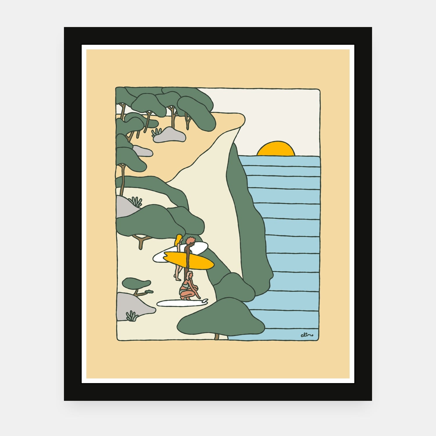 Better Tomorrow art print by Alimo in black frame, hopeful tomorrow scene