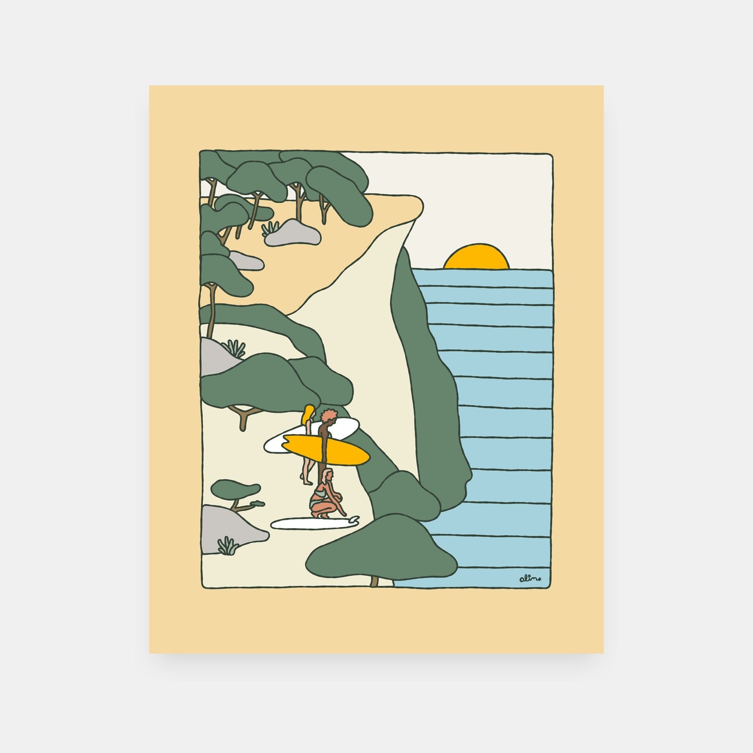 Better Tomorrow optimism art print by Alimo, hopeful colorful scene