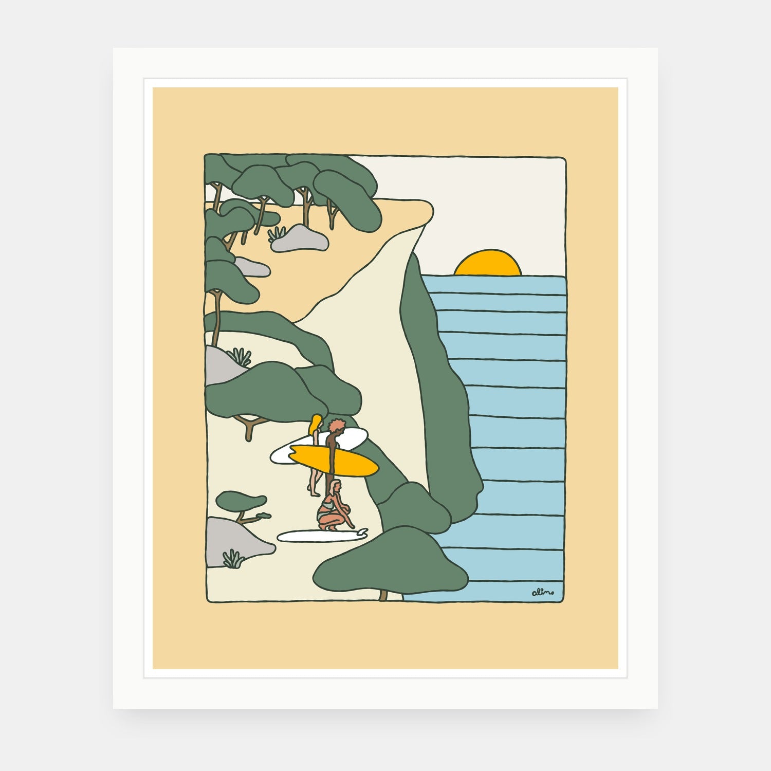 Better Tomorrow art print by Alimo in white frame, positive energy illustration