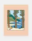 Camp Dreams outdoor art print by Alimo, colorful campsite night scene