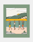 Canoe Time outdoor art print by Alimo, colorful canoe paddling scene
