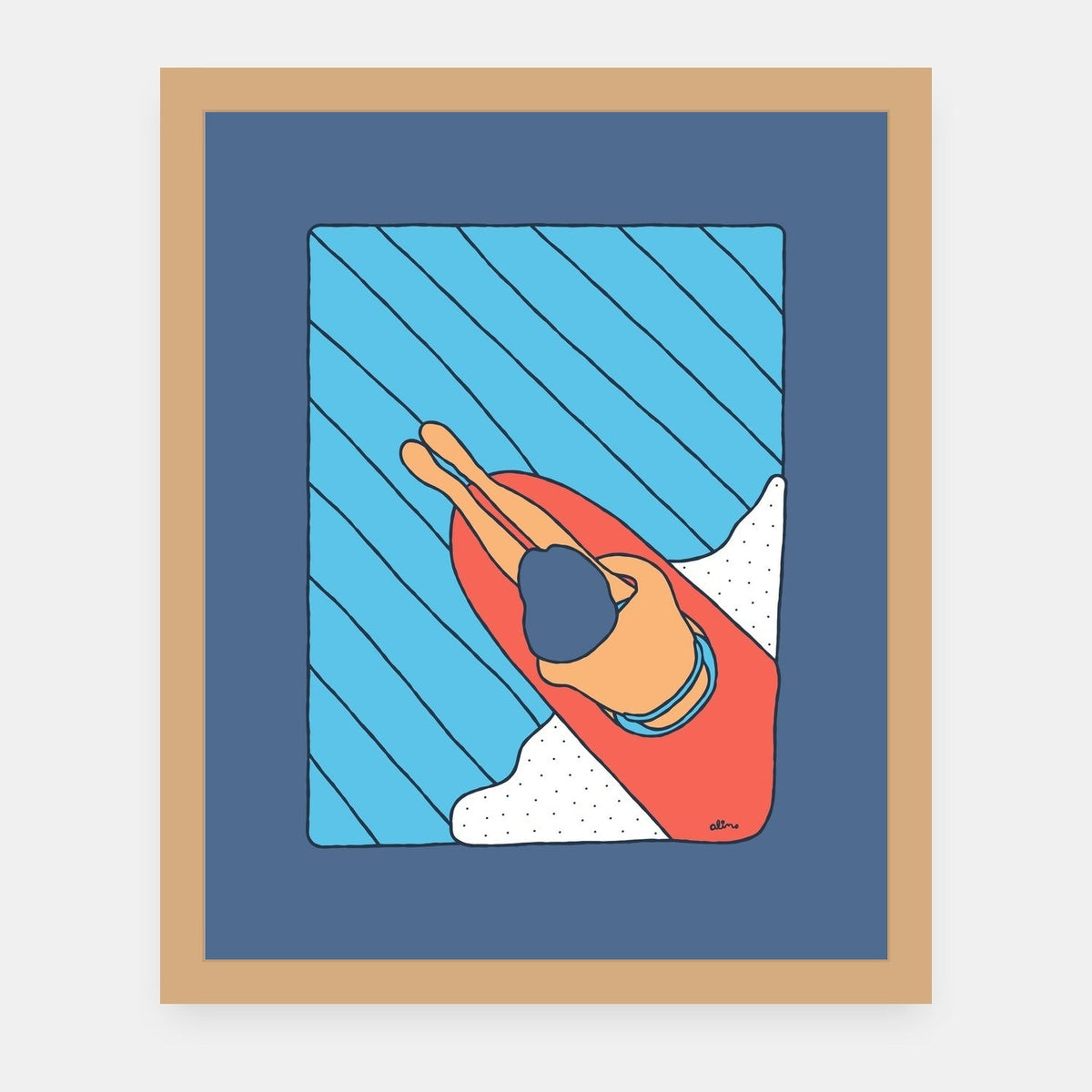Cruise Control Alimo art print in a natural wood frame