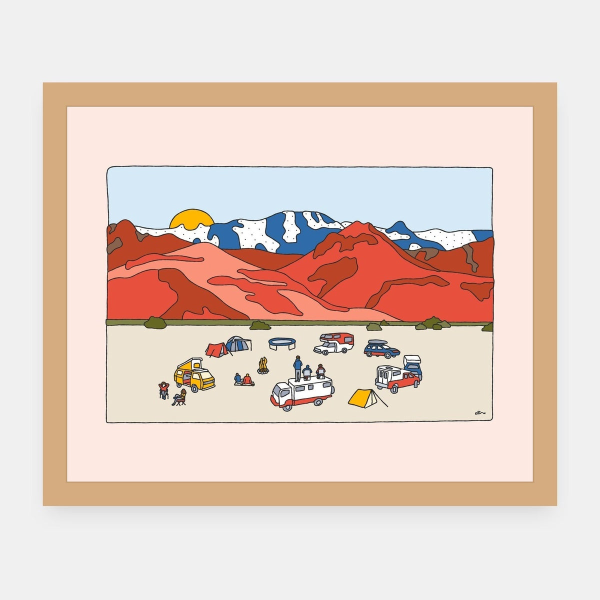 Desert Life Alimo art print in a natural wood frame