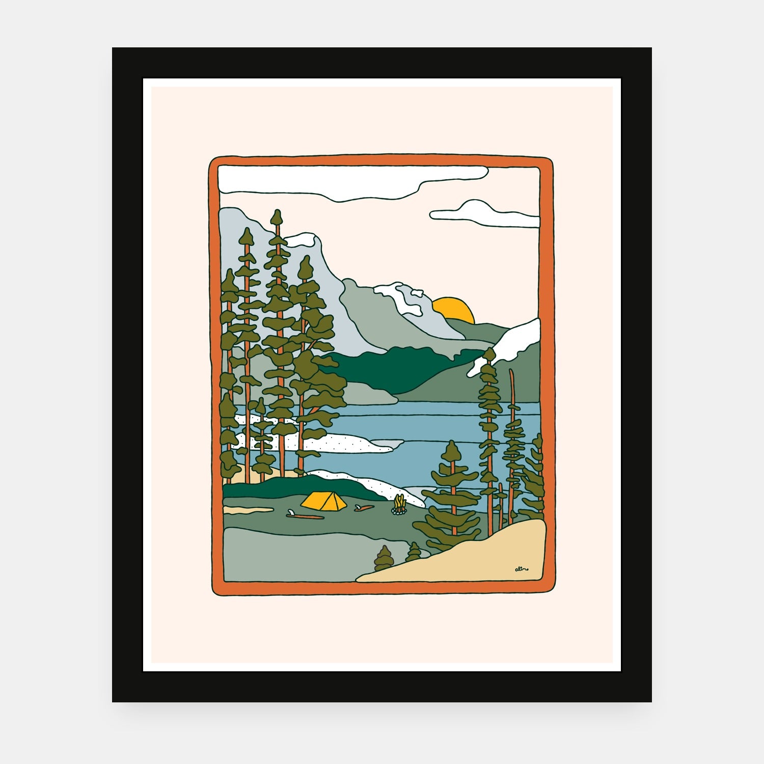 Dreamland art print by Alimo in black frame, outdoor dream scene