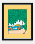 Early Ups art print by Alimo in black frame, dawn patrol wave scene