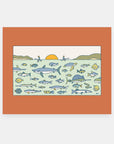 Earth Day environmental art print by Alimo, colorful planet earth scene