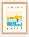 Exactamundo Amigo Alimo art print in a natural wood frame