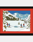 Expedition art print by Alimo in black frame, snowboarding wall art