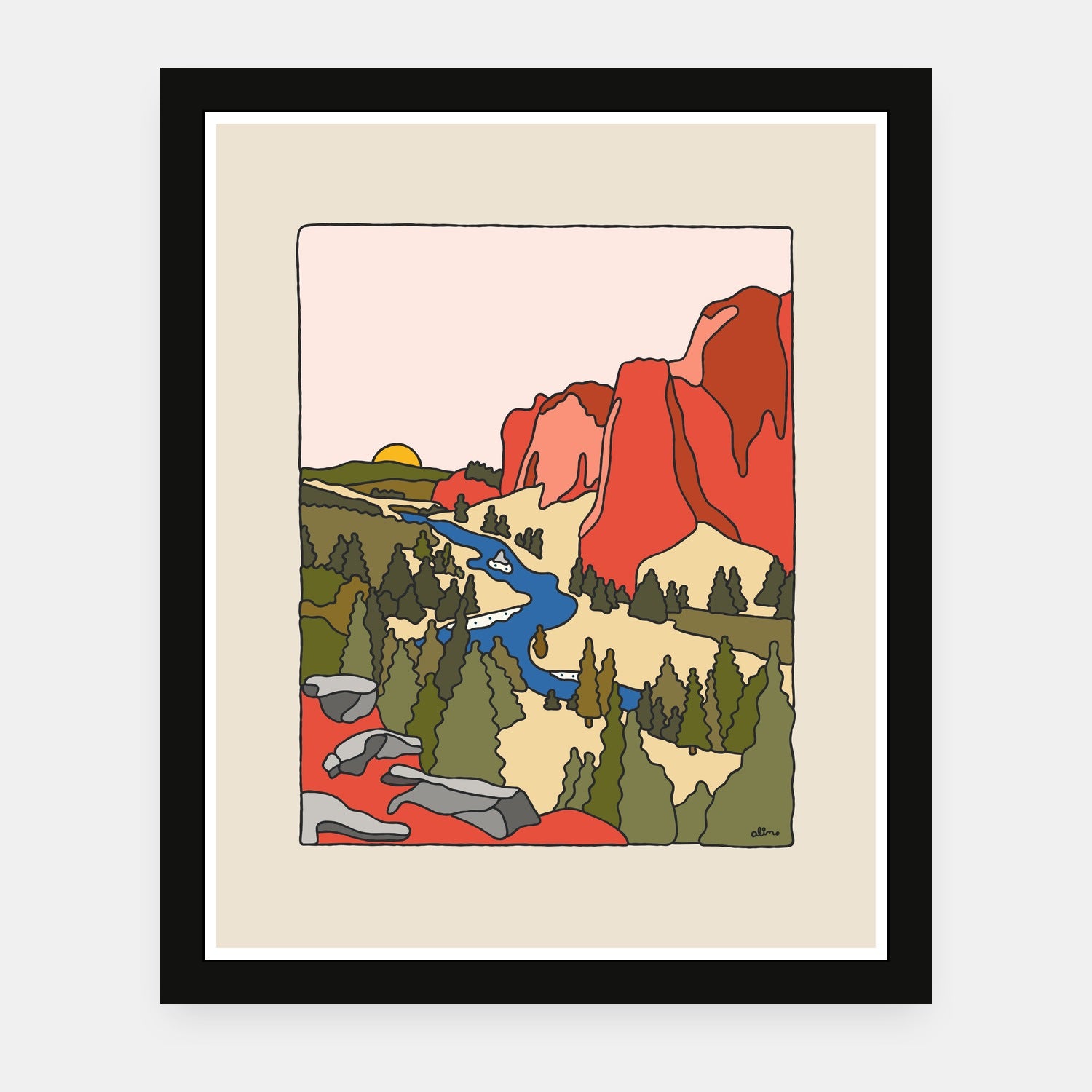 Fall Air art print by Alimo in black frame, fall outdoor scene