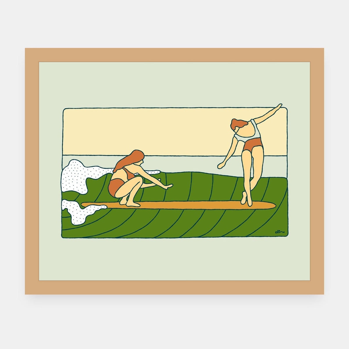 Fall Lurks Alimo art print in a natural wood frame