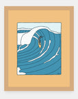 First Swell Alimo art print in a natural wood frame
