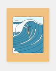 First Swell surf art print by Alimo, ocean wave season scene in bold colors