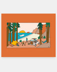 Getaway Weekend road trip art print by Alimo, colorful escape scene