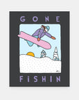 Gone Fishin outdoor art print by Alimo, colorful fishing and nature scene