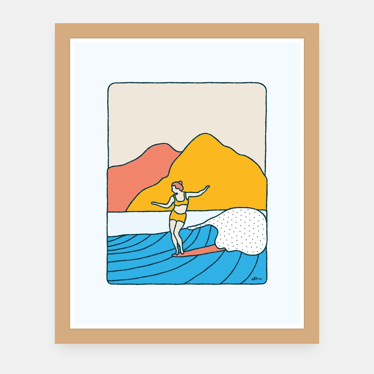 Hygge Alimo art print in a natural wood frame