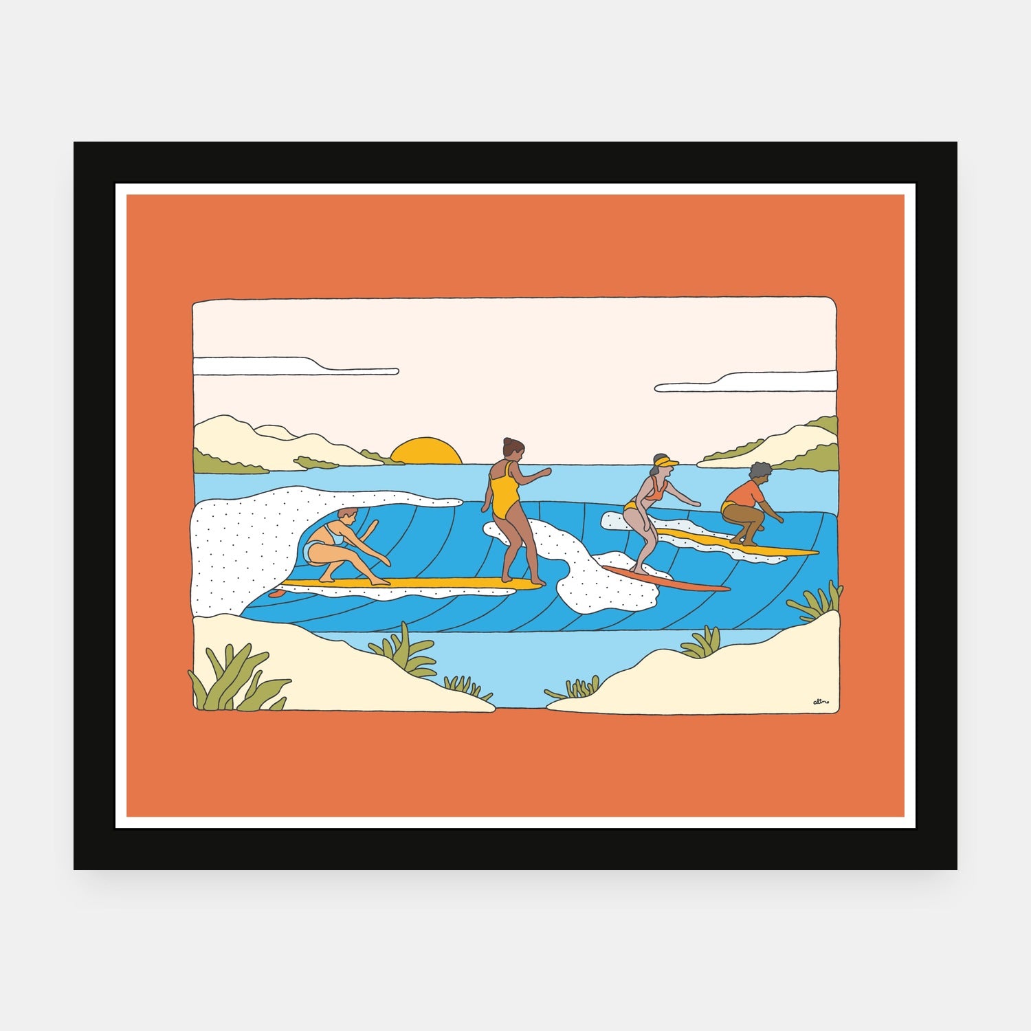 Womens Day art print by Alimo in black frame, empowerment scene