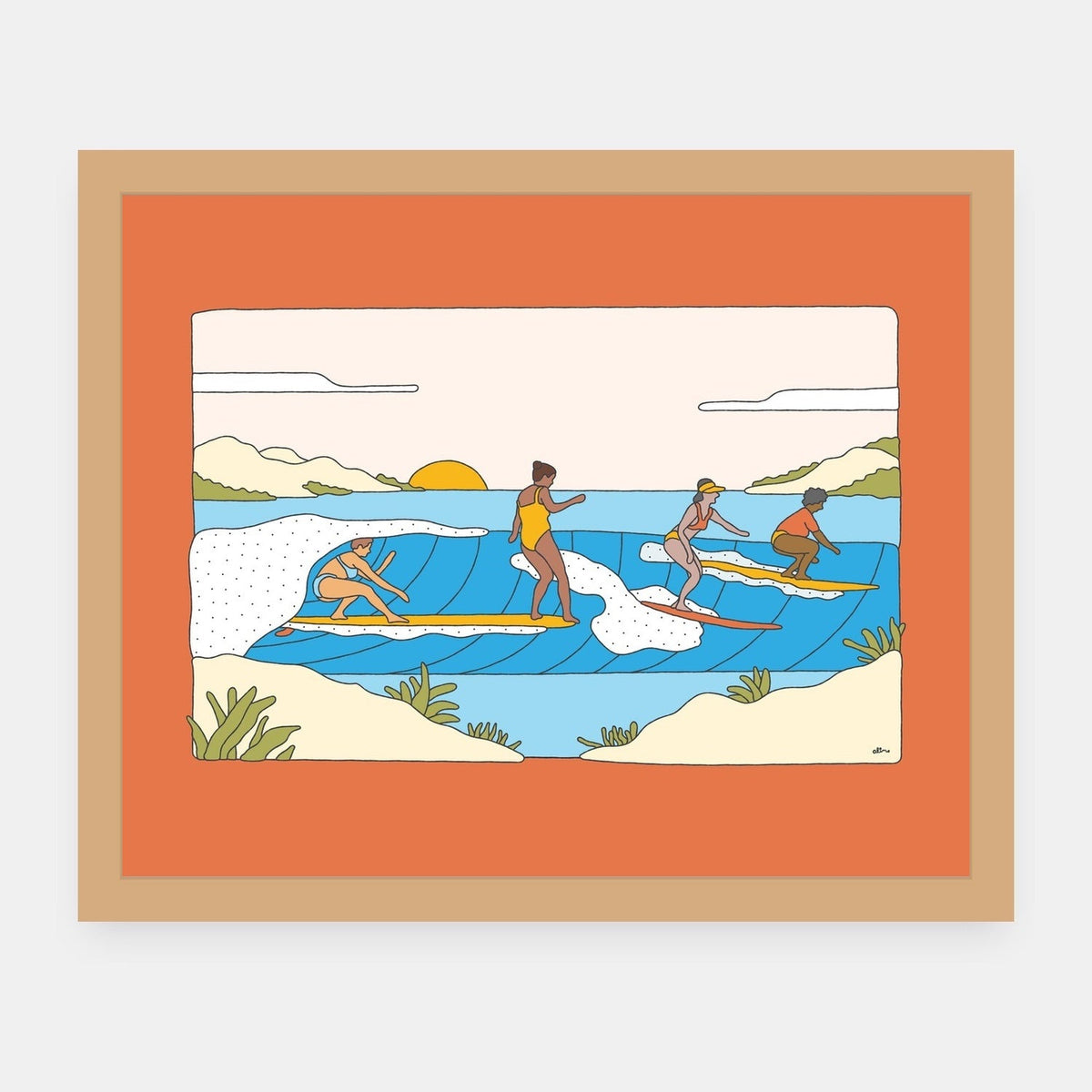 International Women's Day Alimo art print in a natural wood frame