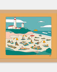 Montauk Alimo art print in a natural wood frame