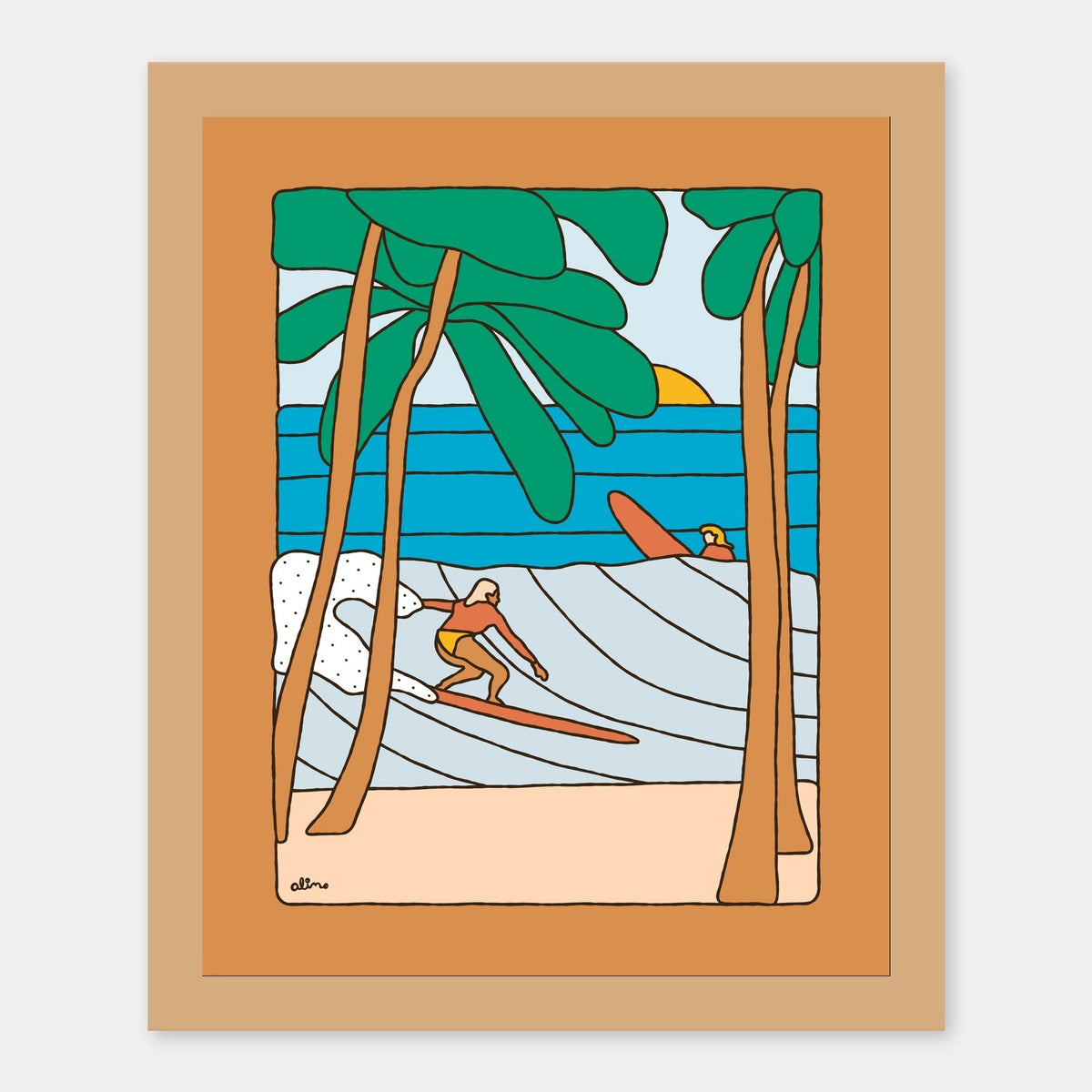 My Internal Florida Alimo art print in a natural wood frame