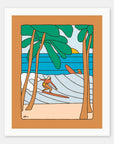 My Internal Florida art print by Alimo in white frame, tropical surf illustration