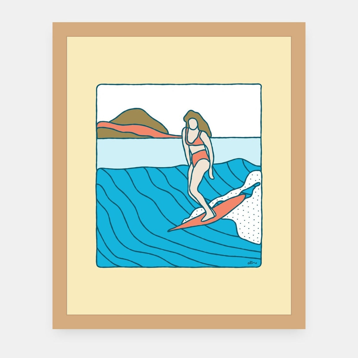 My Farmers Market Alimo art print in a natural wood frame