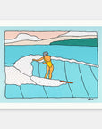 Nalu Holo surf art print by Alimo in white wood frame, traveling waves and open water motion. Ocean wall art for coastal home decor.