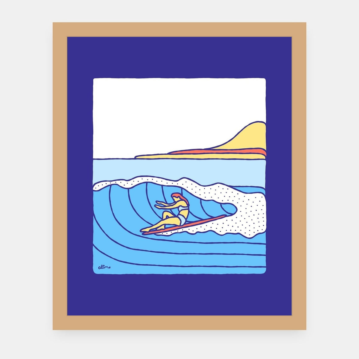 No Caption Alimo art print in a natural wood frame