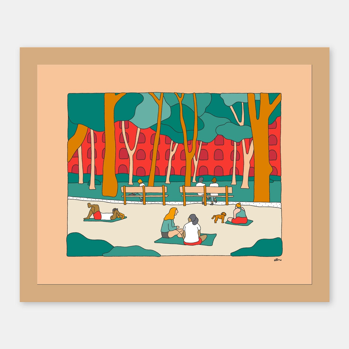 NYC vibes Alimo art print in a natural wood frame