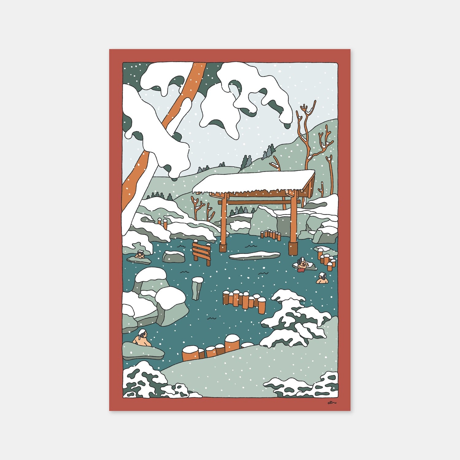 ホビー・楽器・アート onsen Onsen - Japanese Hot Spring Art Print by Alimo | Japan Travel Art