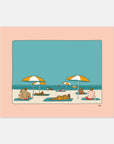 Paradise surf art print by Alimo, colorful tropical beach scene