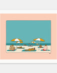 Paradise art print by Alimo in white frame, tropical illustration