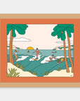 Party Time Alimo art print in a natural wood frame