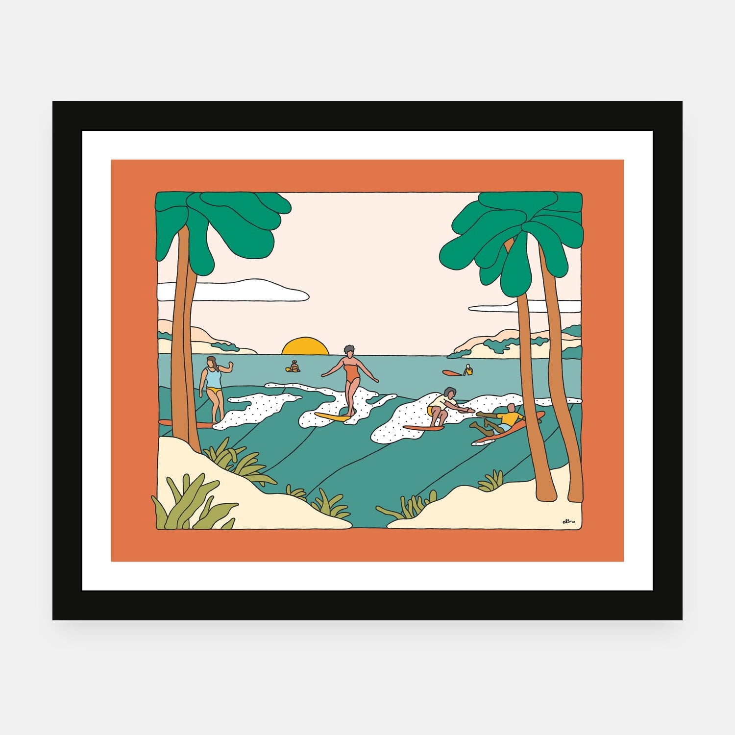 Party Time art print by Alimo in black frame, colorful celebration