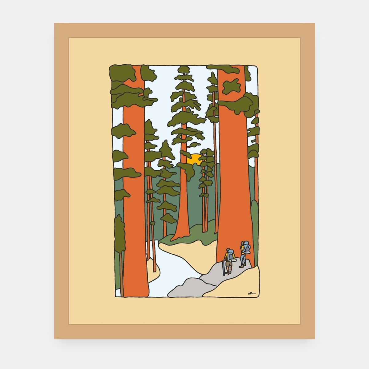 Redwood Road Alimo art print in a natural wood frame