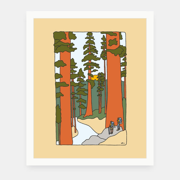 Redwood Road art print by Alimo in white frame, Pacific Coast Highway illustration