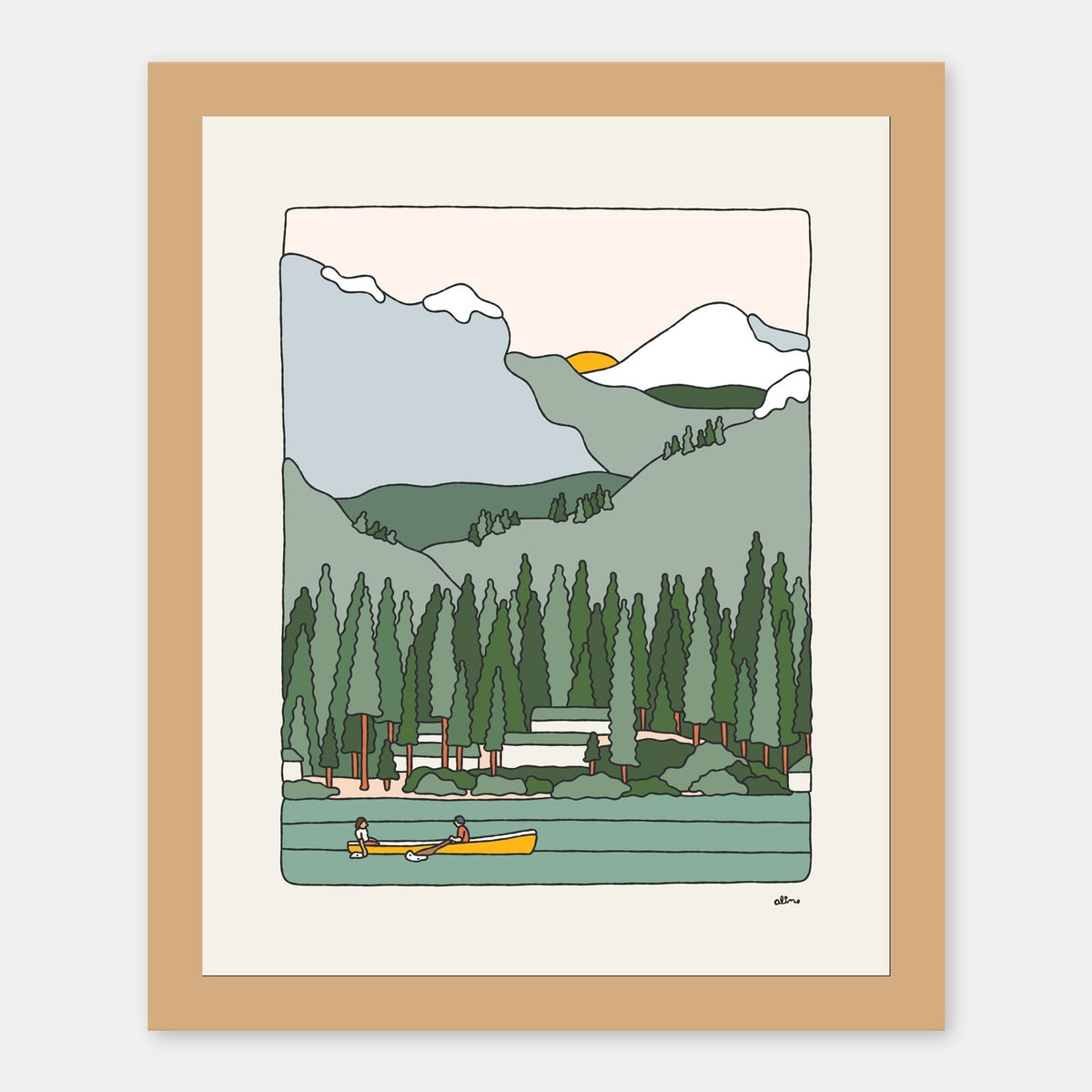 Serenity Alimo art print in a natural wood frame