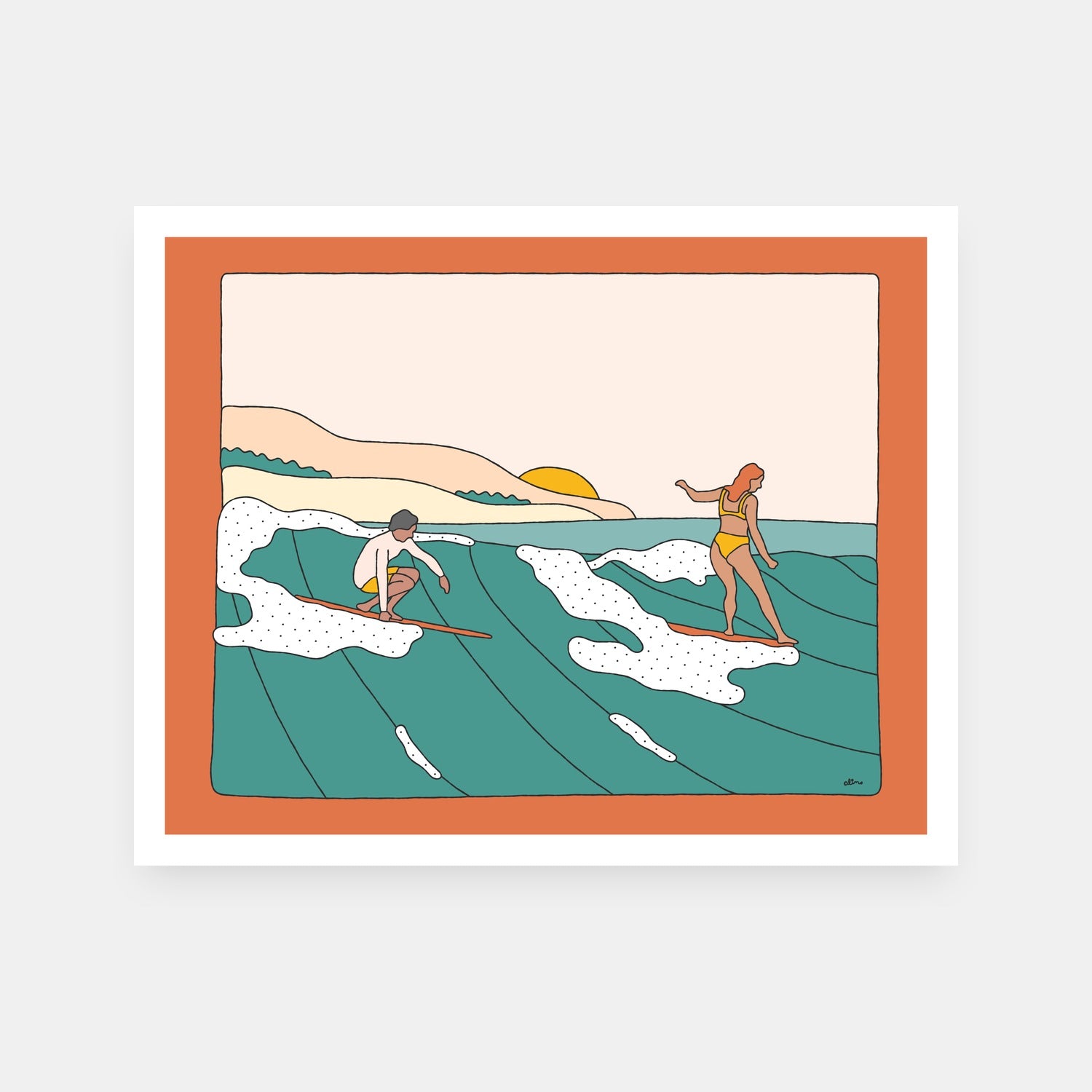 Sharing Is Caring art print by Alimo, colorful community and kindness scene