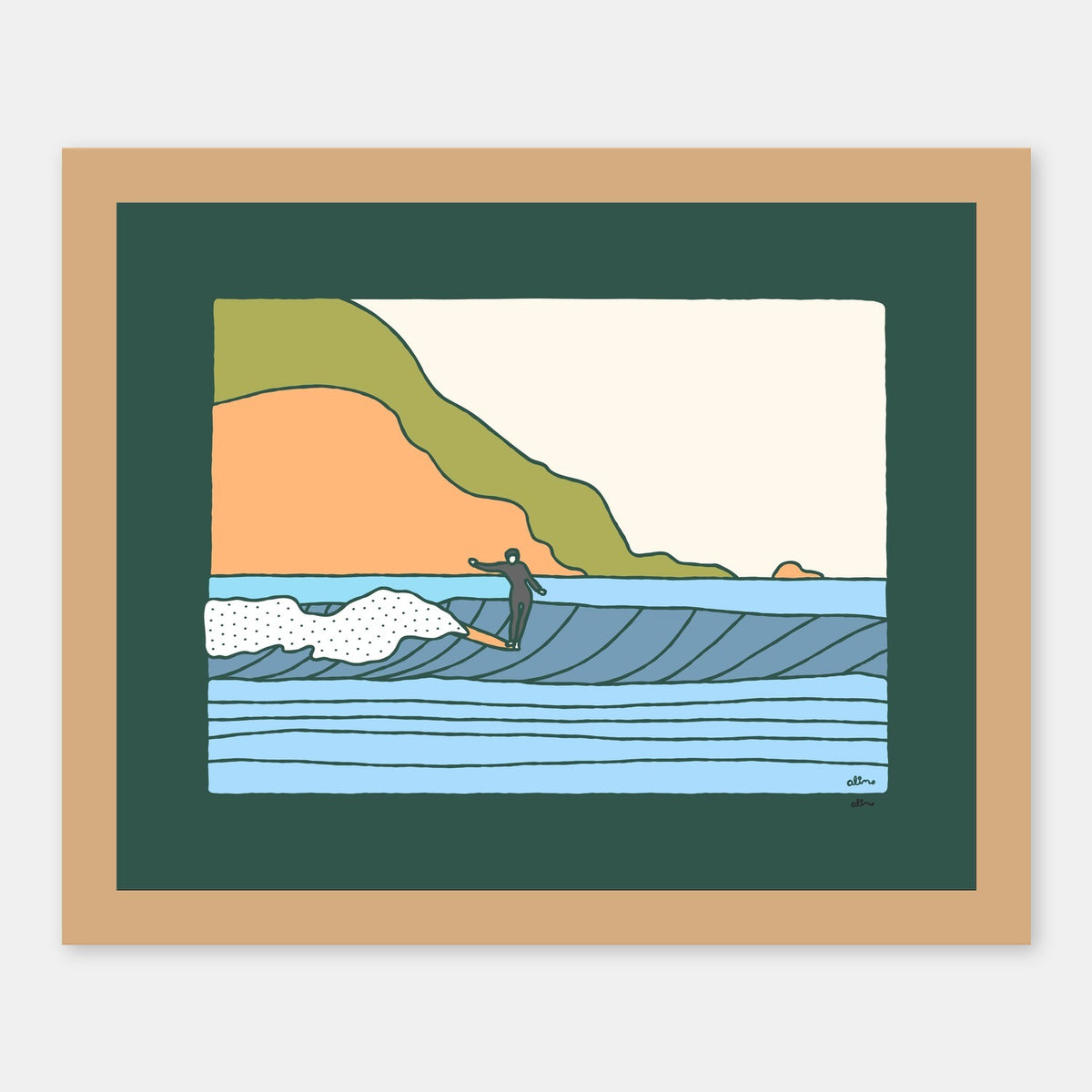 Shortsands Beach Alimo art print in a natural wood frame