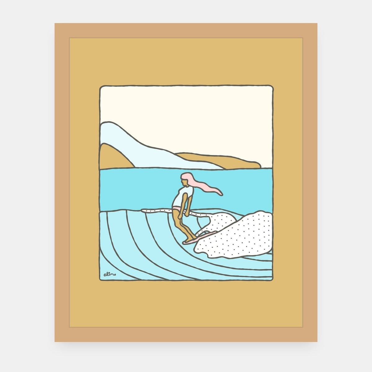 Slow is Fast Alimo art print in a natural wood frame