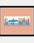 Social Distancing art print by Alimo in black frame, ocean spacing scene