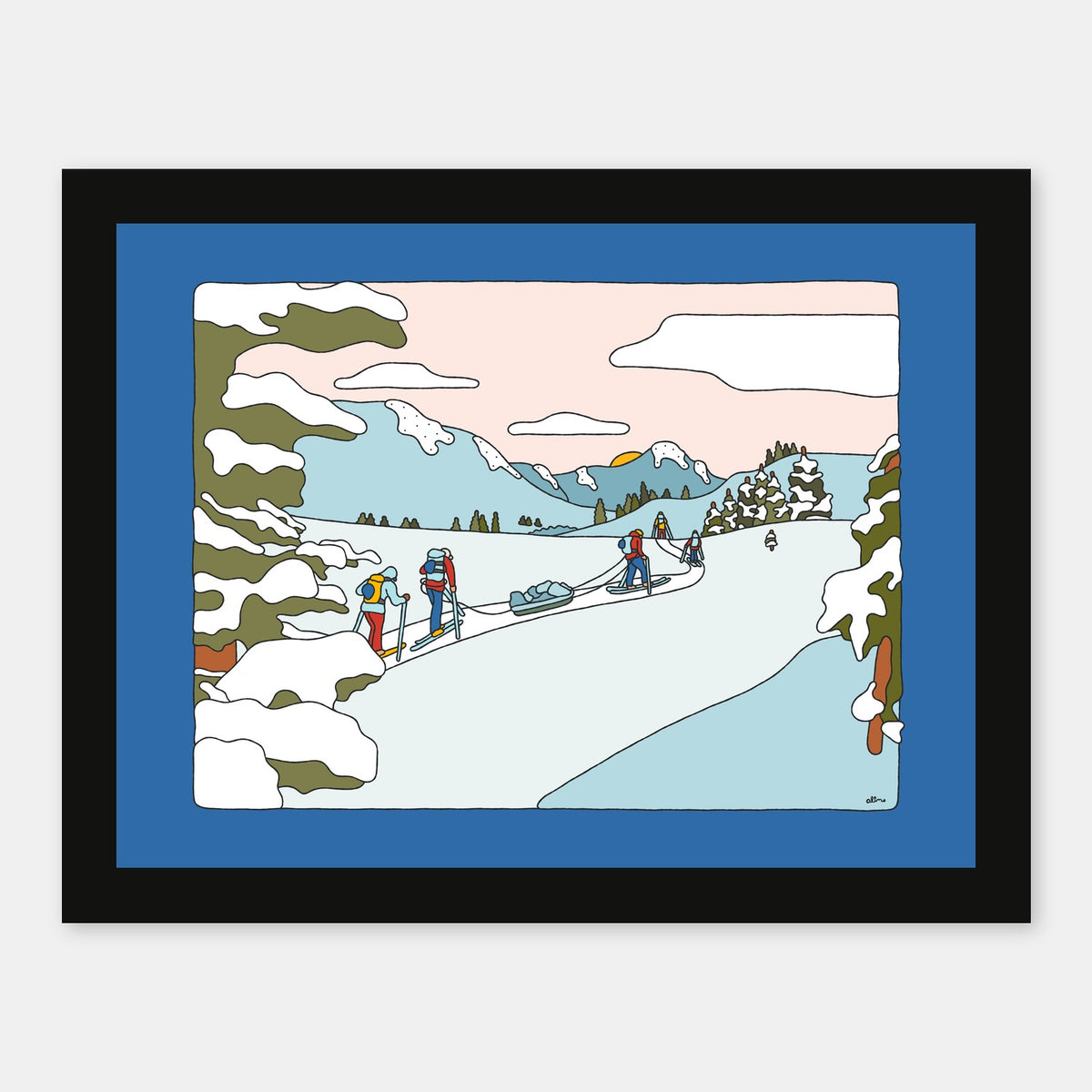 Split Up Alimo art print in a black wood frame