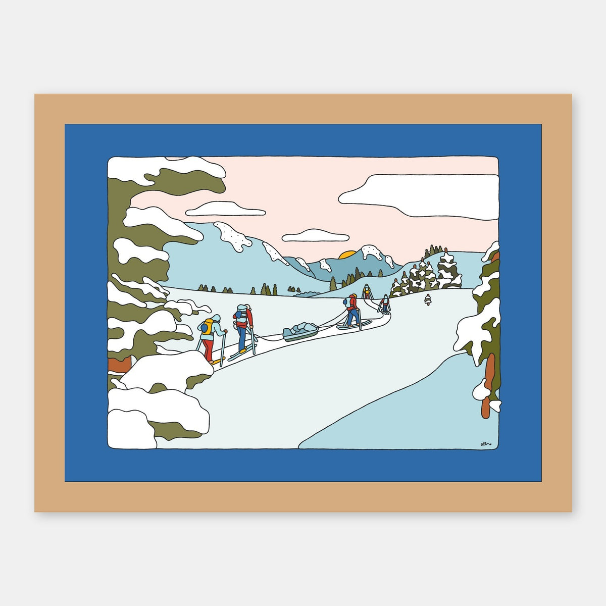 Split Up Alimo art print in a natural wood frame