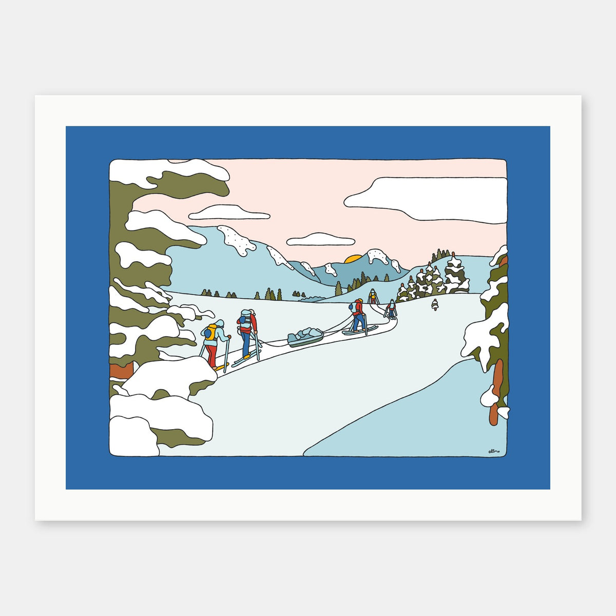 Split Up Alimo art print in a white wood frame
